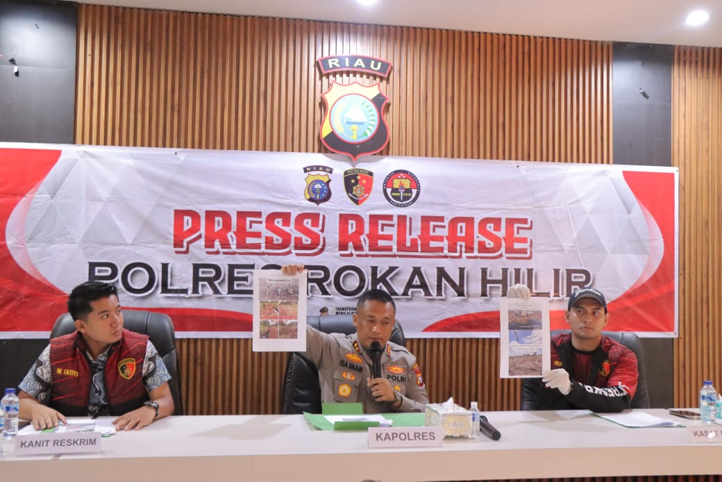 Ungkap Kasus Perambahan Hutan dan Pembakaran Lahan, Polres Rohil Tetapkan 5 Orang Tersangka